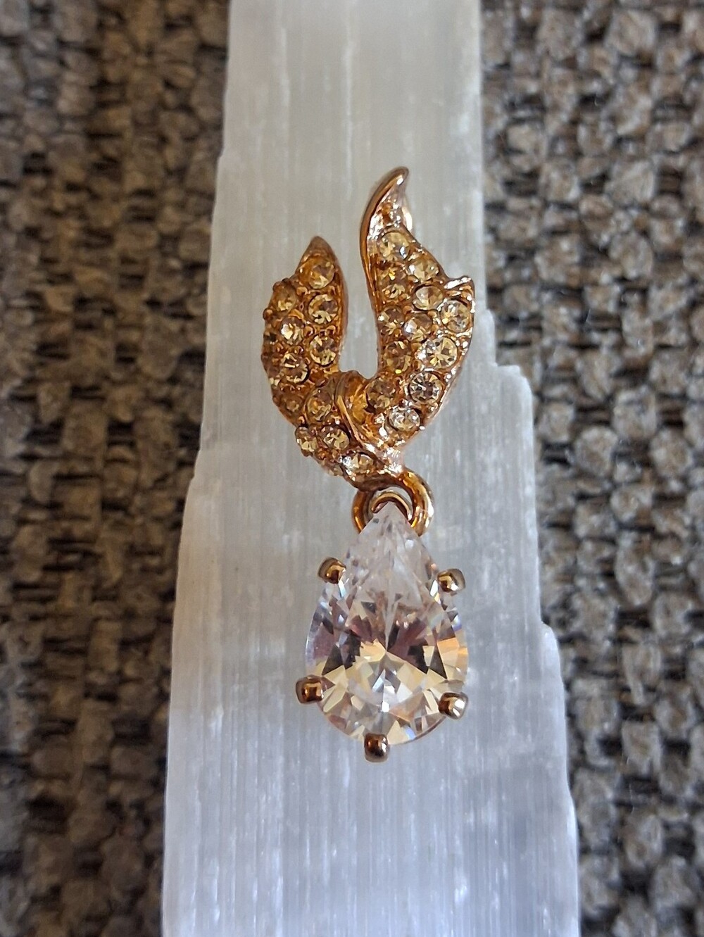 Gold-Tone Teardrop Cubic Zirconia Pendant - Gold